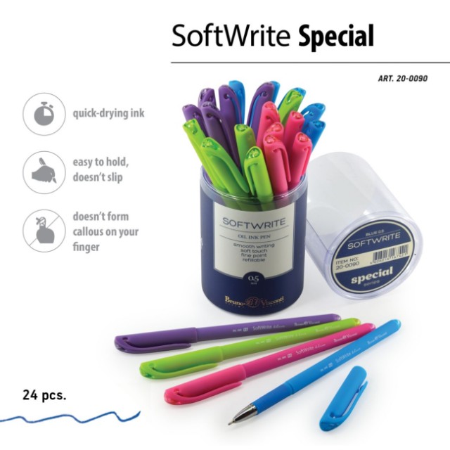 Ручка шариковая синяя BV SoftWrite Special 0,5мм масл. осн Превью 5