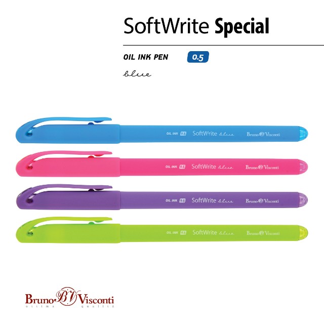 Ручка шариковая синяя BV SoftWrite Special 0,5мм масл. осн Превью 3