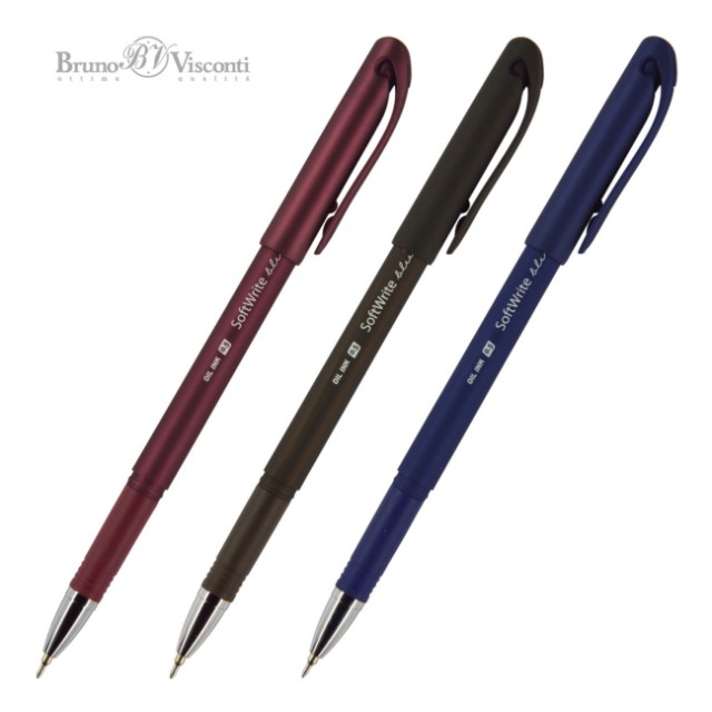 Ручка шариковая синяя BV SoftWrite Original 0.5мм ассорти масляная