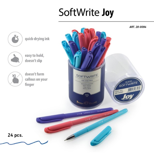 Ручка шариковая синяя BV SoftWrite Joy на маслян. основе 0,5мм Превью 1