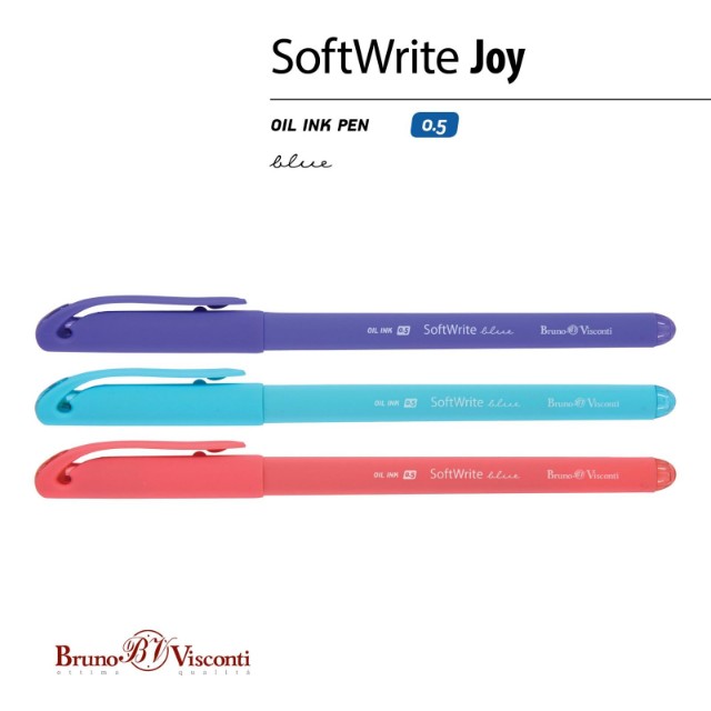 Ручка шариковая синяя BV SoftWrite Joy на маслян. основе 0,5мм Превью 2
