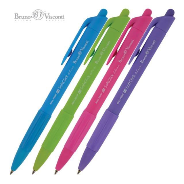 Ручка шариковая синяя BV SoftClick Special 0,7мм автомат ассорт