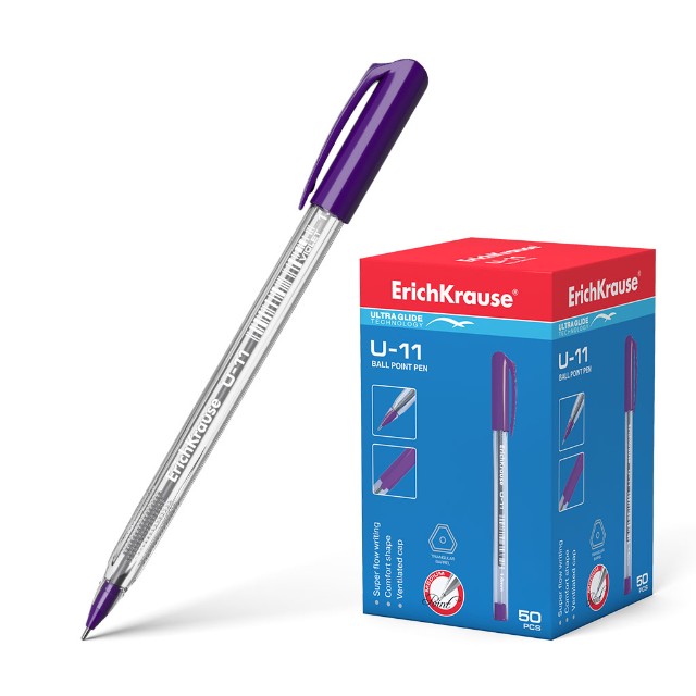 Ручка шариковая фиолетовая EK Ultra Glide Technology U-11 1 мм прозрач