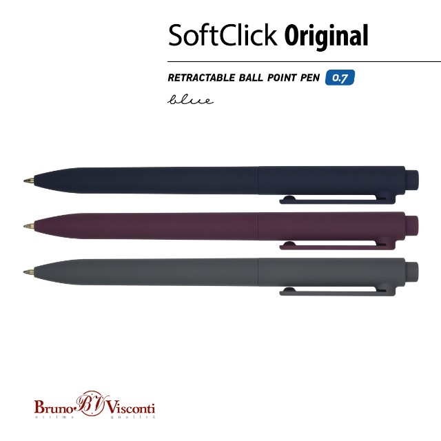 Ручка шариковая синяя BV Softclick автомат 0,7 мм Превью 4