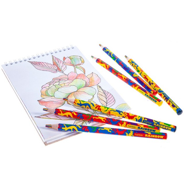 Карандаш многоцветный Hatber толстый Превью 3