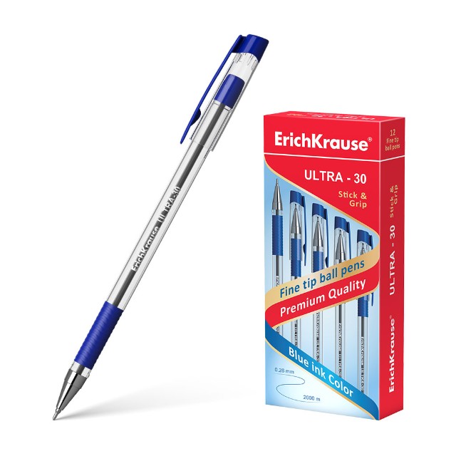 Ручка шариковая синяя EK Ultra L-30 прозрач. корпус 0,7мм