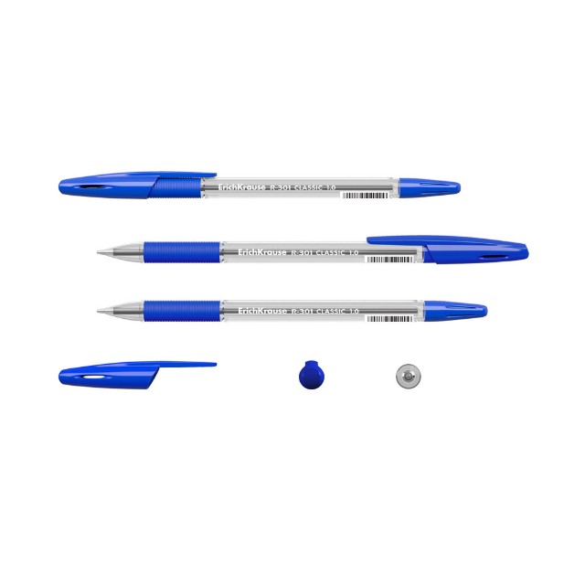 Ручка шариковая синяя EK R-301 Classic Stick&Grip прозр корпус 0,5 мм Превью 2