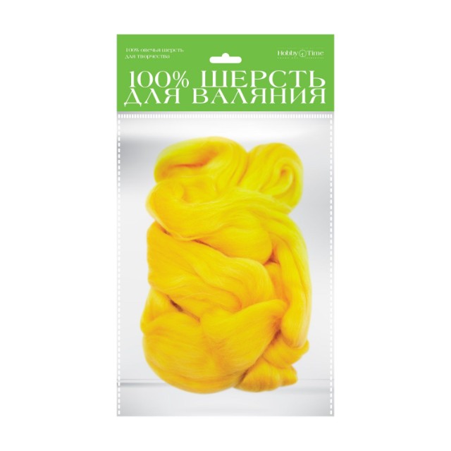 Творч Шерсть д/валяния лента гребенная 50гр Желтая Превью 0