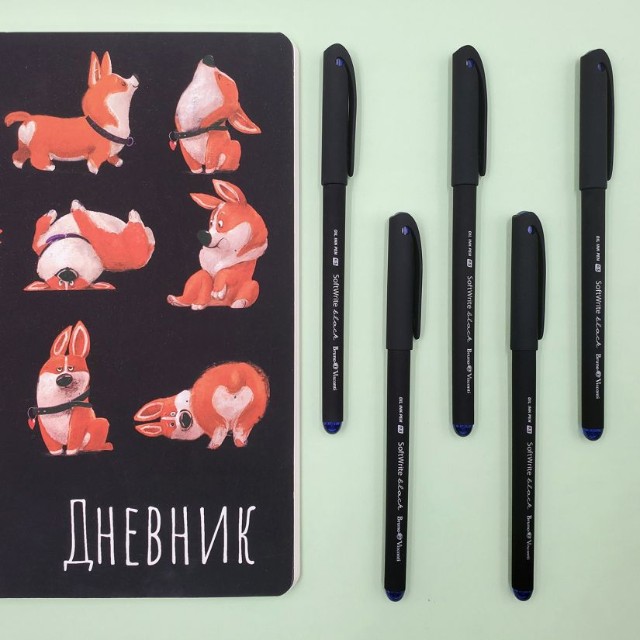 Ручка шариковая синяя BV SoftWrite Black на маслян. основе Превью 6