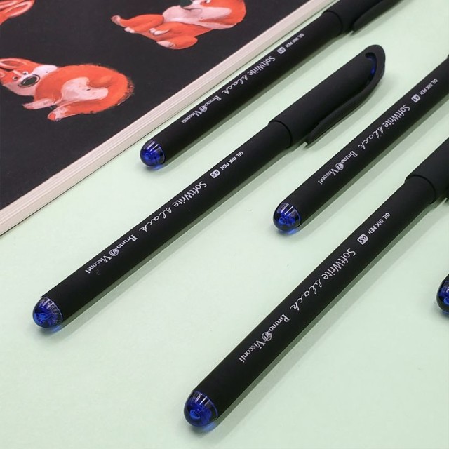 Ручка шариковая синяя BV SoftWrite Black на маслян. основе Превью 1