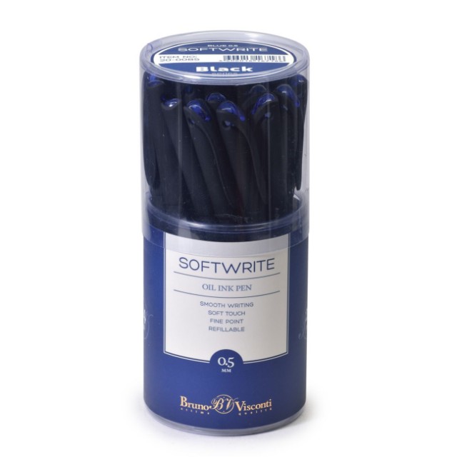 Ручка шариковая синяя BV SoftWrite Black на маслян. основе Превью 5