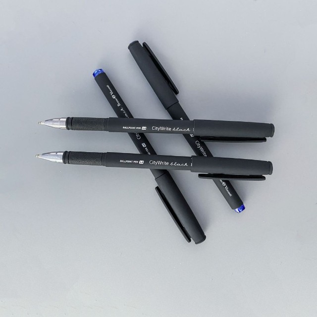 Ручка шариковая синяя BV CityWrite Black синяя 1мм черный корпус Превью 7