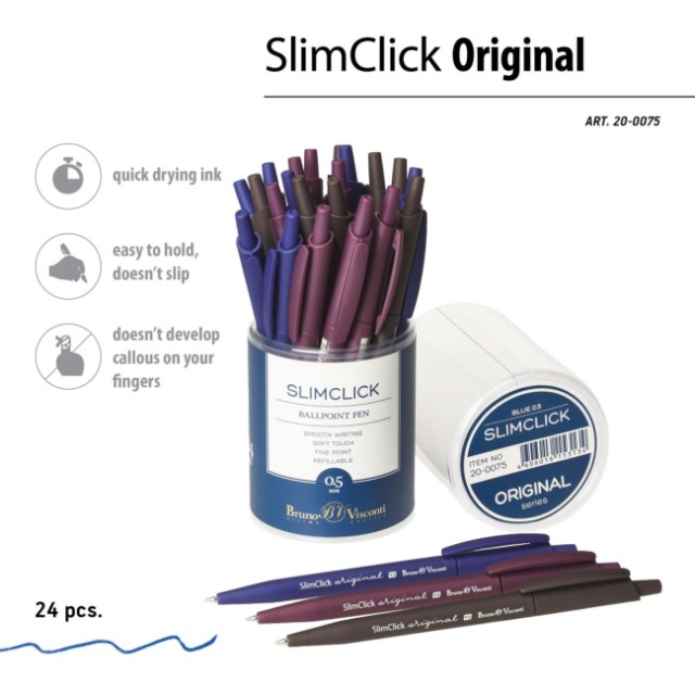 Ручка шариковая синяя BV SlimClick Original 0.5 автомат Превью 3