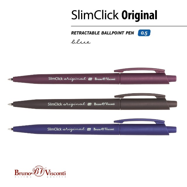 Ручка шариковая синяя BV SlimClick Original 0.5 автомат Превью 4