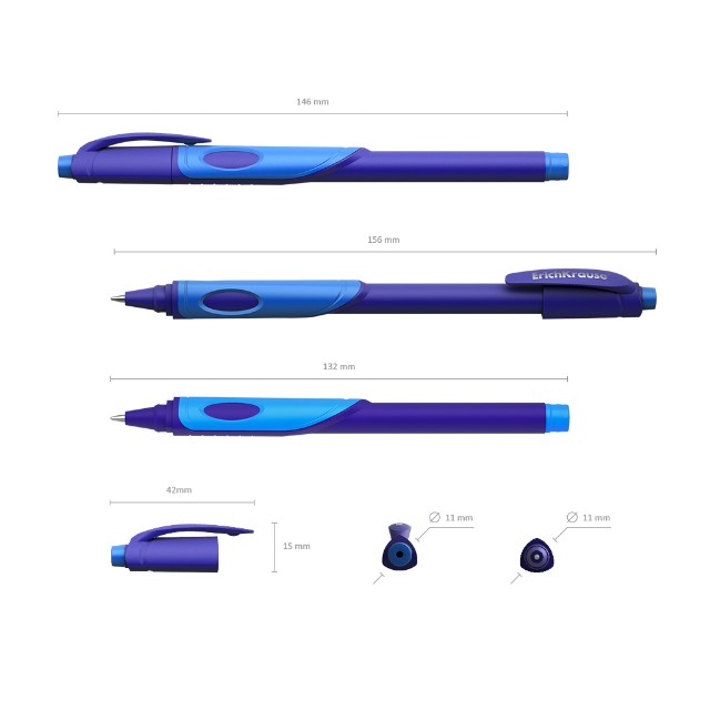 Ручка шариковая синяя EK Ultra Glide ErgoLine Kids 0,7мм ассорти под пальчики Превью 4