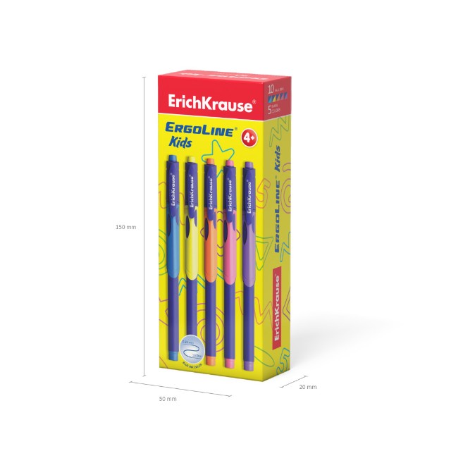 Ручка шариковая синяя EK Ultra Glide ErgoLine Kids 0,7мм ассорти под пальчики Превью 5