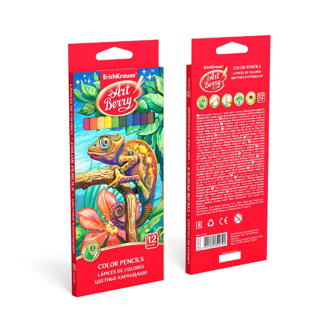 Карандаши цветные 12 цв EK ArtBerry Ящерица к/к Превью 5