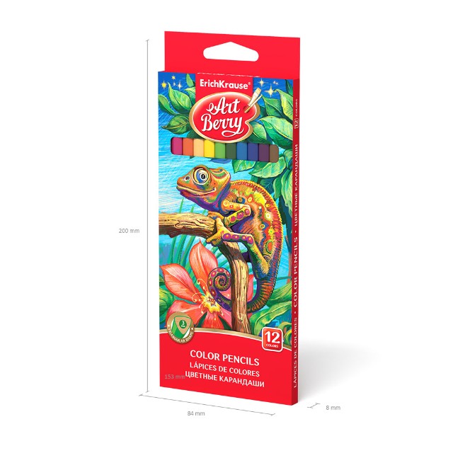 Карандаши цветные 12 цв EK ArtBerry Ящерица к/к Превью 3