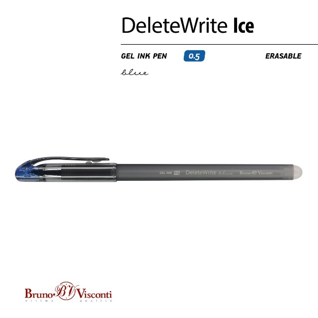 Ручка гелевая Пиши-стирай синяя BV Delete Write Ice Превью 1