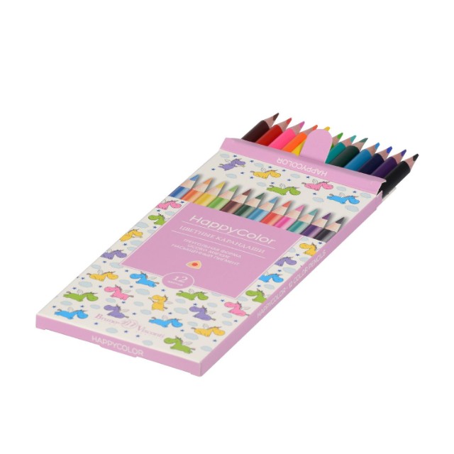 Карандаши цветные 12 цв BV HappyColor треуг к/к Превью 12