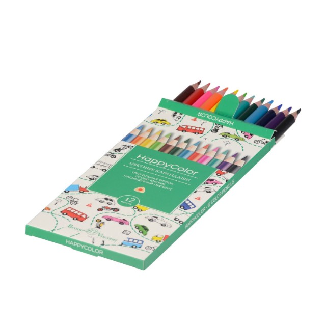 Карандаши цветные 12 цв BV HappyColor треуг к/к Превью 11