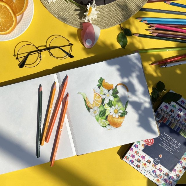 Карандаши цветные 12 цв BV HappyColor треуг к/к Превью 17