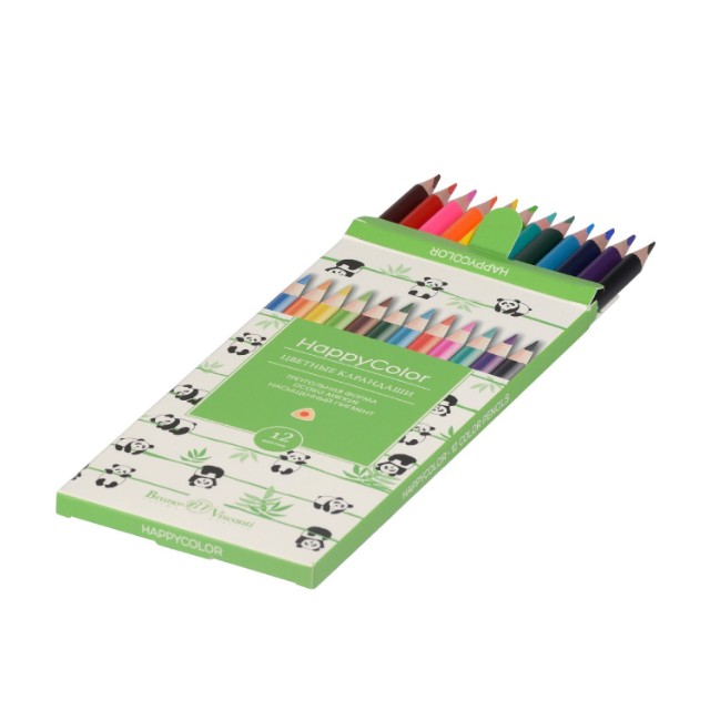 Карандаши цветные 12 цв BV HappyColor треуг к/к Превью 2