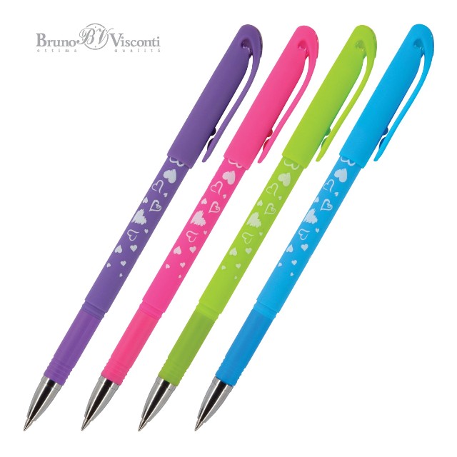 Ручка гелевая Пиши-стирай синяя BV Delete Write Сердца
