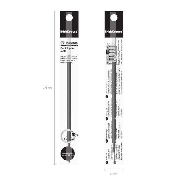 Стержень гелевый черный EK G-BASE fine 129мм 0,5 Превью 5
