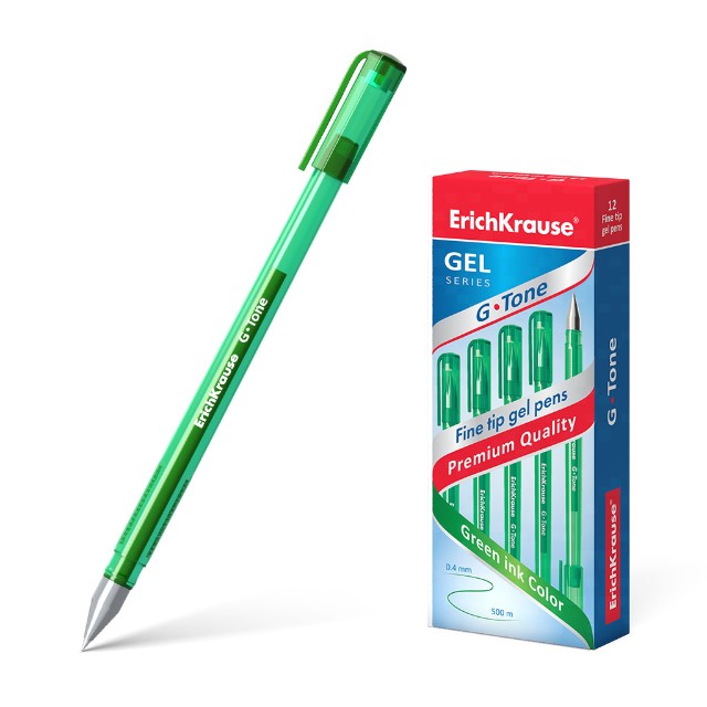 Ручка гелевая зеленая EK G-Tone 0.4мм полупрозр зеленый корпус