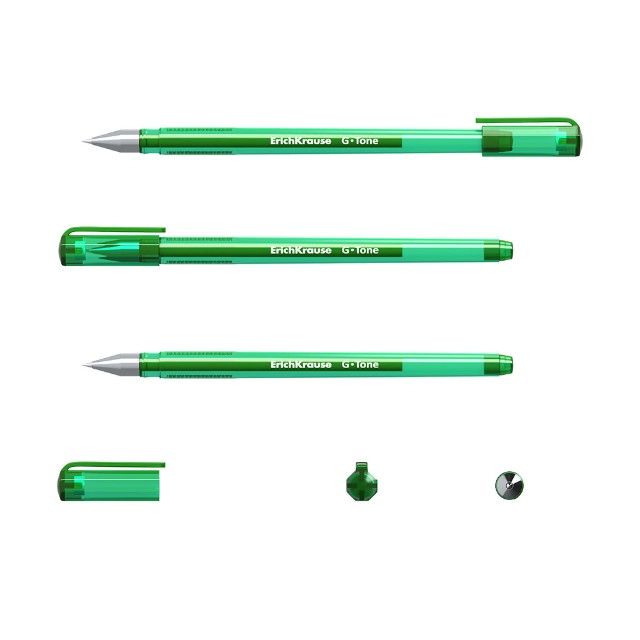 Ручка гелевая зеленая EK G-Tone 0.4мм полупрозр зеленый корпус Превью 1
