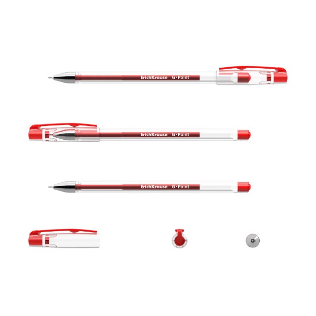 Ручка гелевая красная EK G-Point прозрачная 0.25мм Превью 1