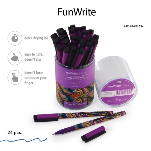 Ручка шариковая синяя BV FunWrite Тропики синяя 0.5мм принт Превью 3