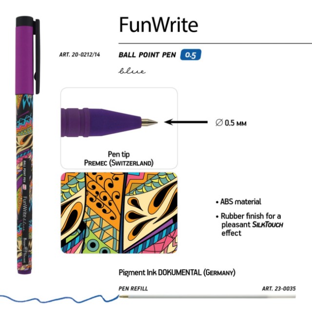 Ручка шариковая синяя BV FunWrite Тропики синяя 0.5мм принт Превью 4