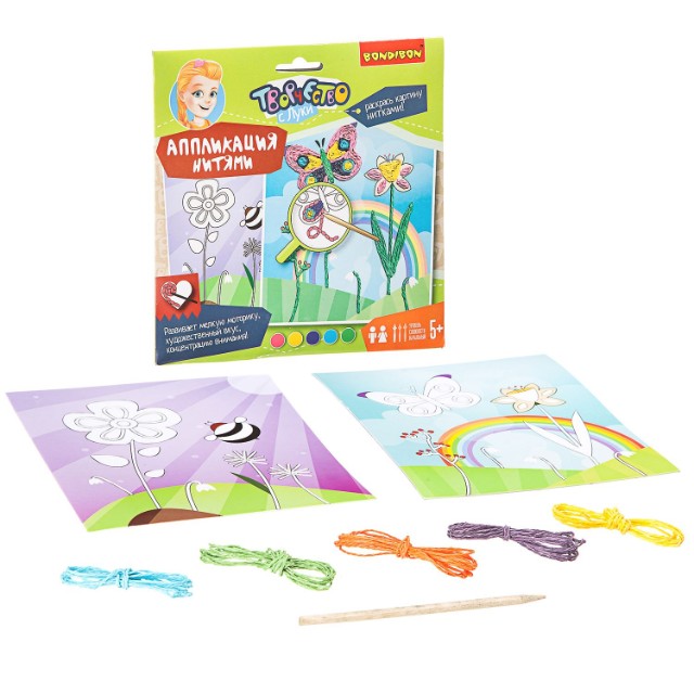 Творч Аппликация нитями Цветочная поляна Превью 1
