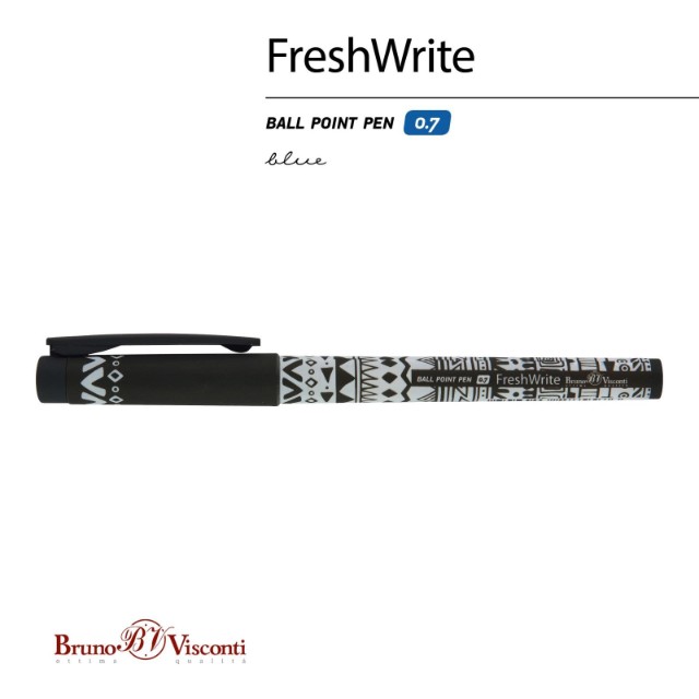 Ручка шариковая синяя BV FreshWrite Графика 0.7мм принт Превью 1