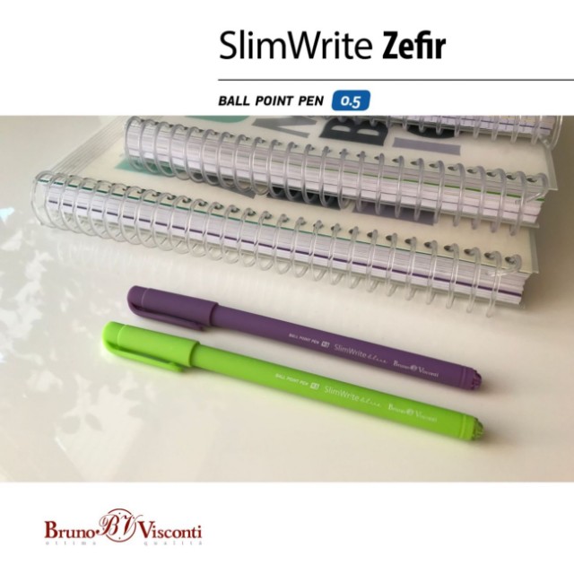 Ручка шариковая синяя BV SlimWrite Zefir 0.5мм мята лаван Превью 4