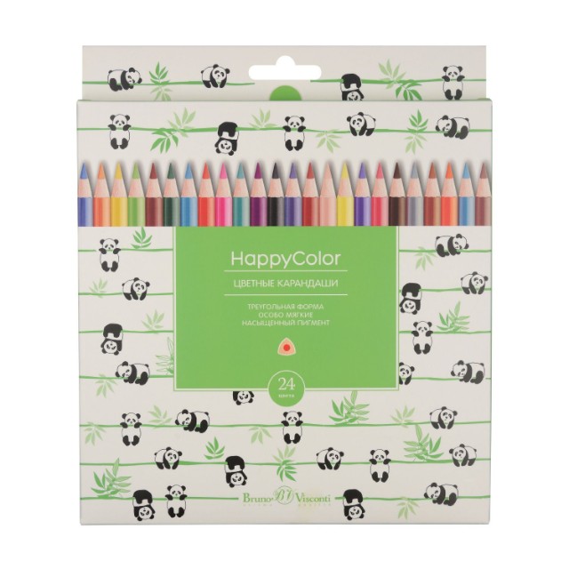 Карандаши цветные 24 цв BV Happy Color треуг к/к Превью 15