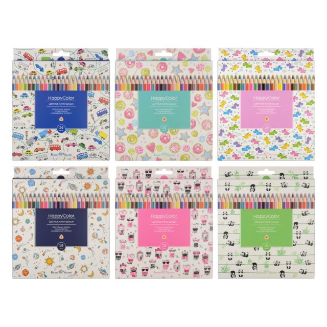 Карандаши цветные 24 цв BV Happy Color треуг к/к Превью 14