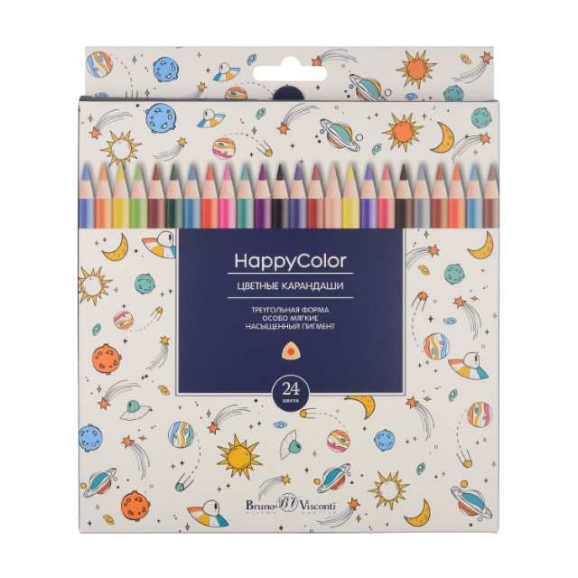 Карандаши цветные 24 цв BV Happy Color треуг к/к Превью 18