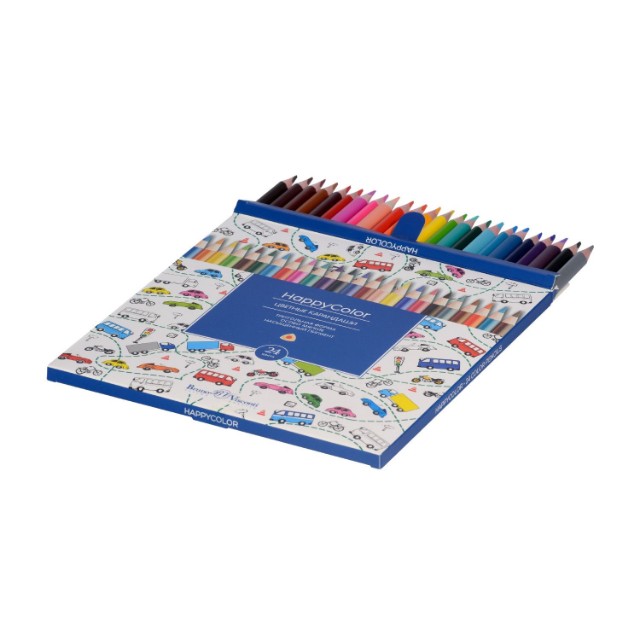 Карандаши цветные 24 цв BV Happy Color треуг к/к Превью 11