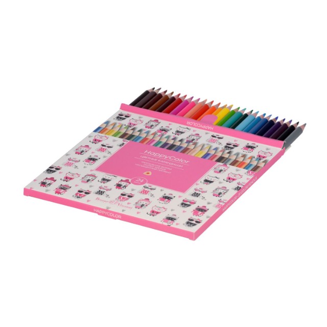 Карандаши цветные 24 цв BV Happy Color треуг к/к Превью 3