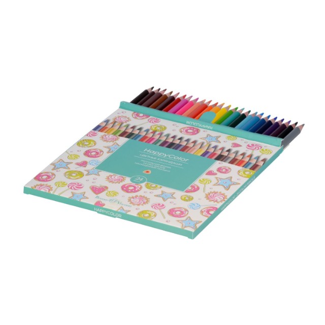 Карандаши цветные 24 цв BV Happy Color треуг к/к Превью 4