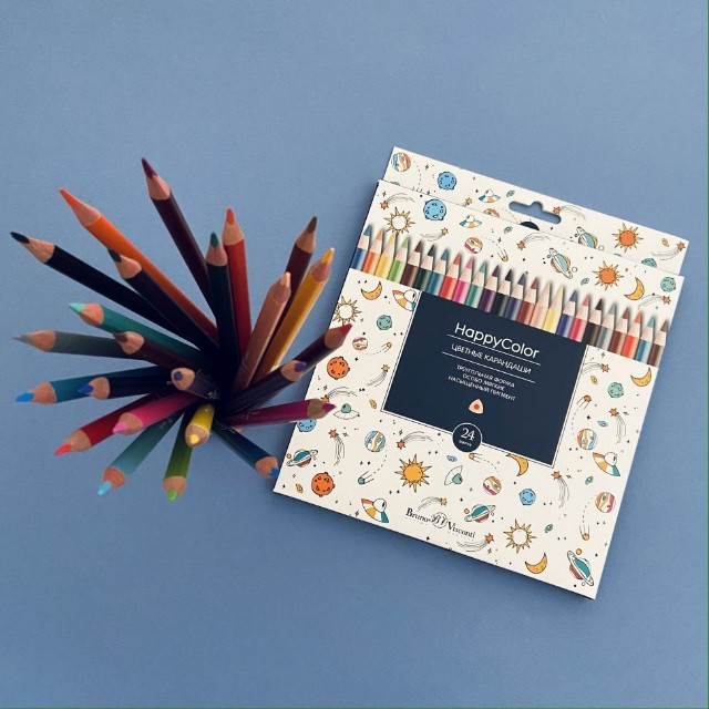 Карандаши цветные 24 цв BV Happy Color треуг к/к Превью 9