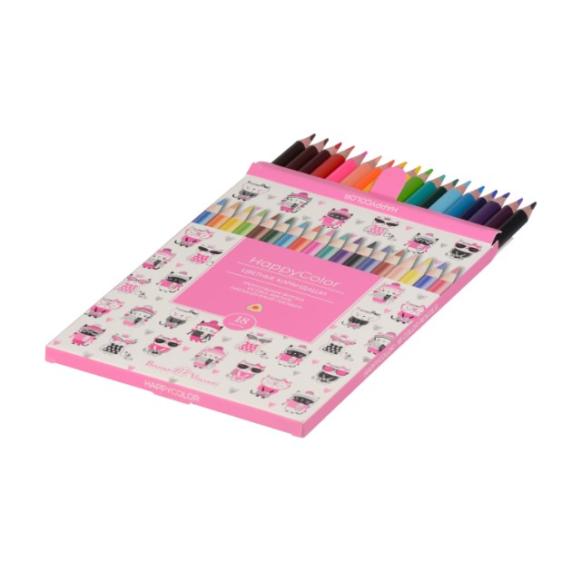 Карандаши цветные 18 цв BV HappyColor треуг к/к Превью 3