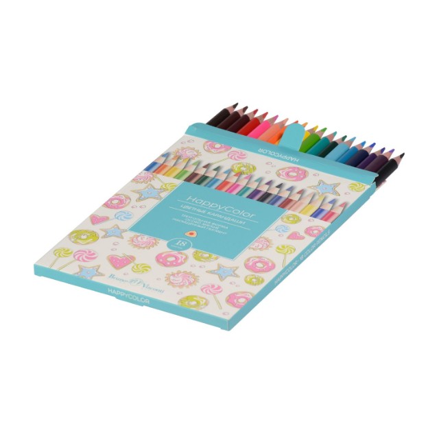 Карандаши цветные 18 цв BV HappyColor треуг к/к Превью 12