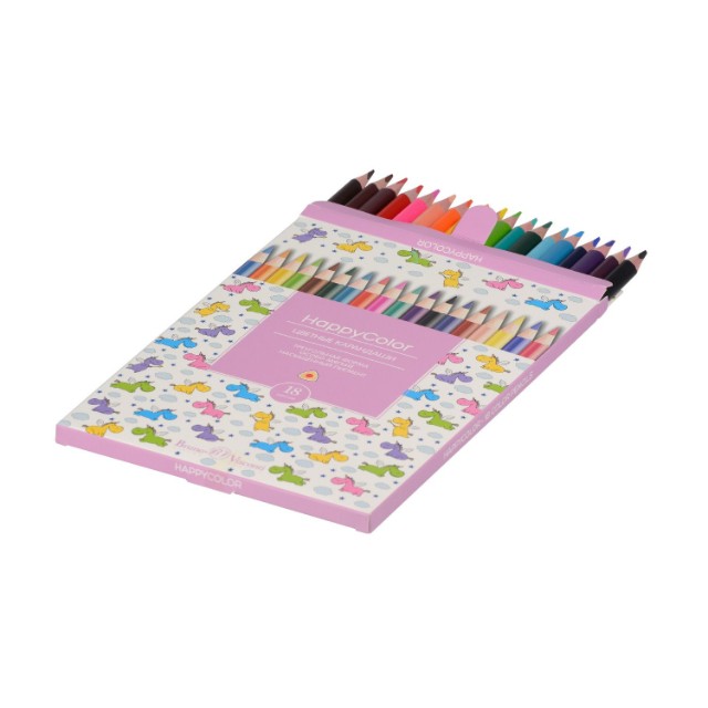 Карандаши цветные 18 цв BV HappyColor треуг к/к Превью 10