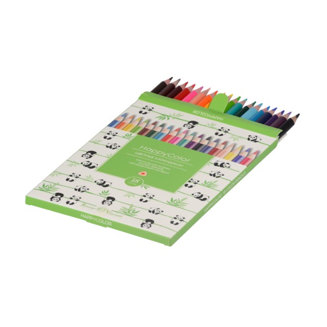 Карандаши цветные 18 цв BV HappyColor треуг к/к Превью 2