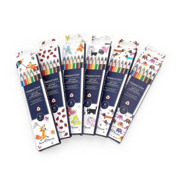 Карандаши цветные 6 цв BV HappyColor треуг к/к Превью 14