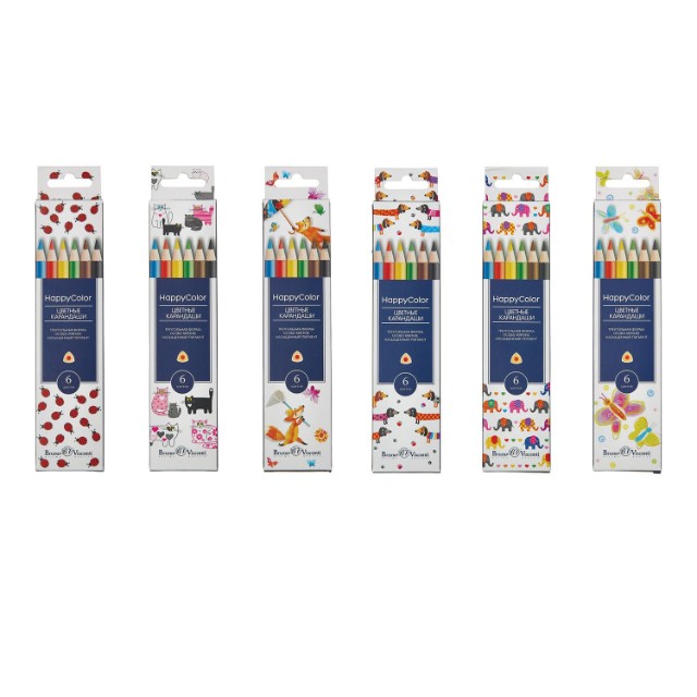 Карандаши цветные 6 цв BV HappyColor треуг к/к Превью 12